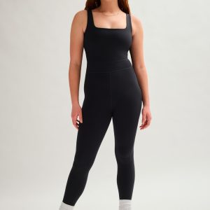 Black Luxe Paneled Unitard